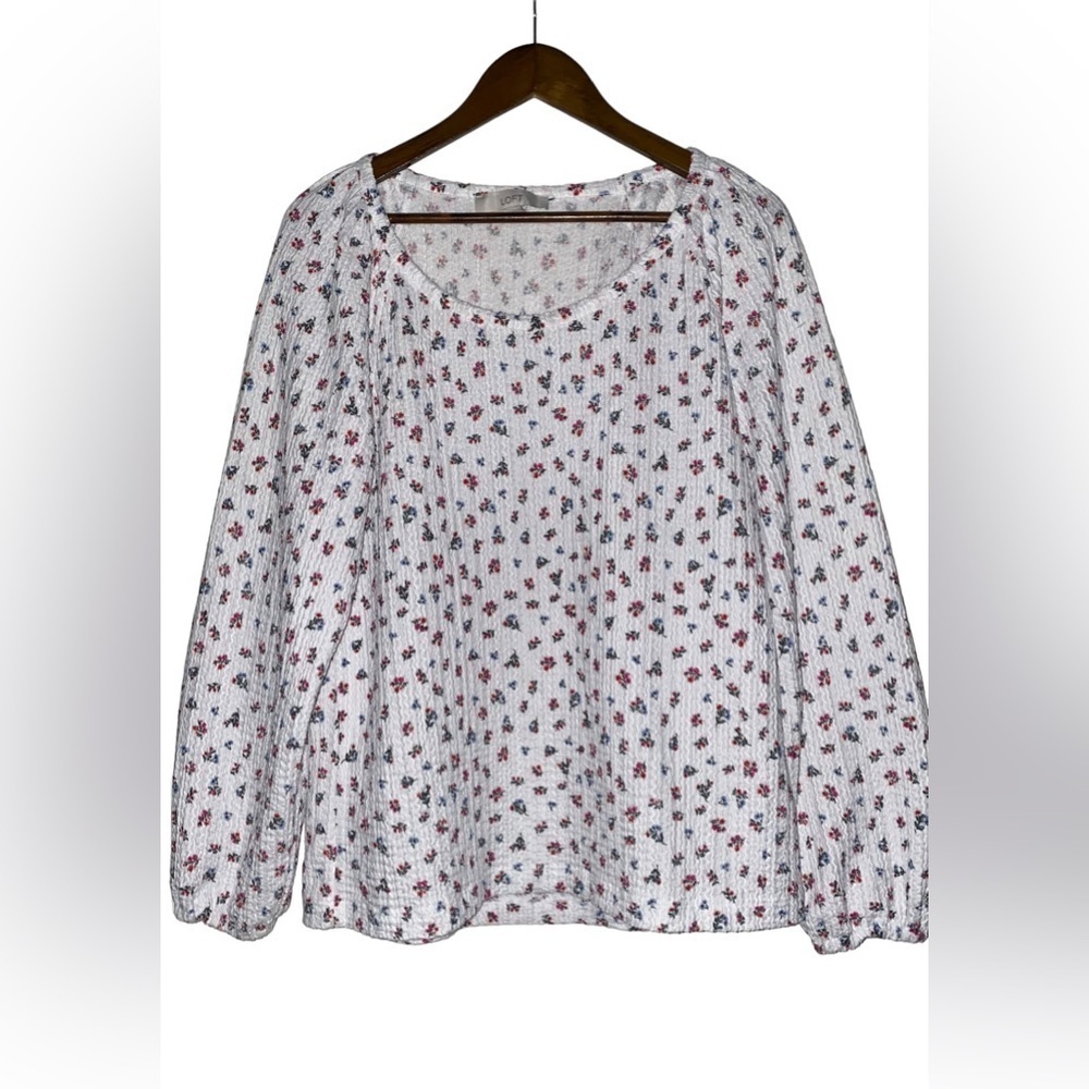 Loft Floral Blouse Top Cottagecore Prairie Women‎ L Soft Feminine Dainty